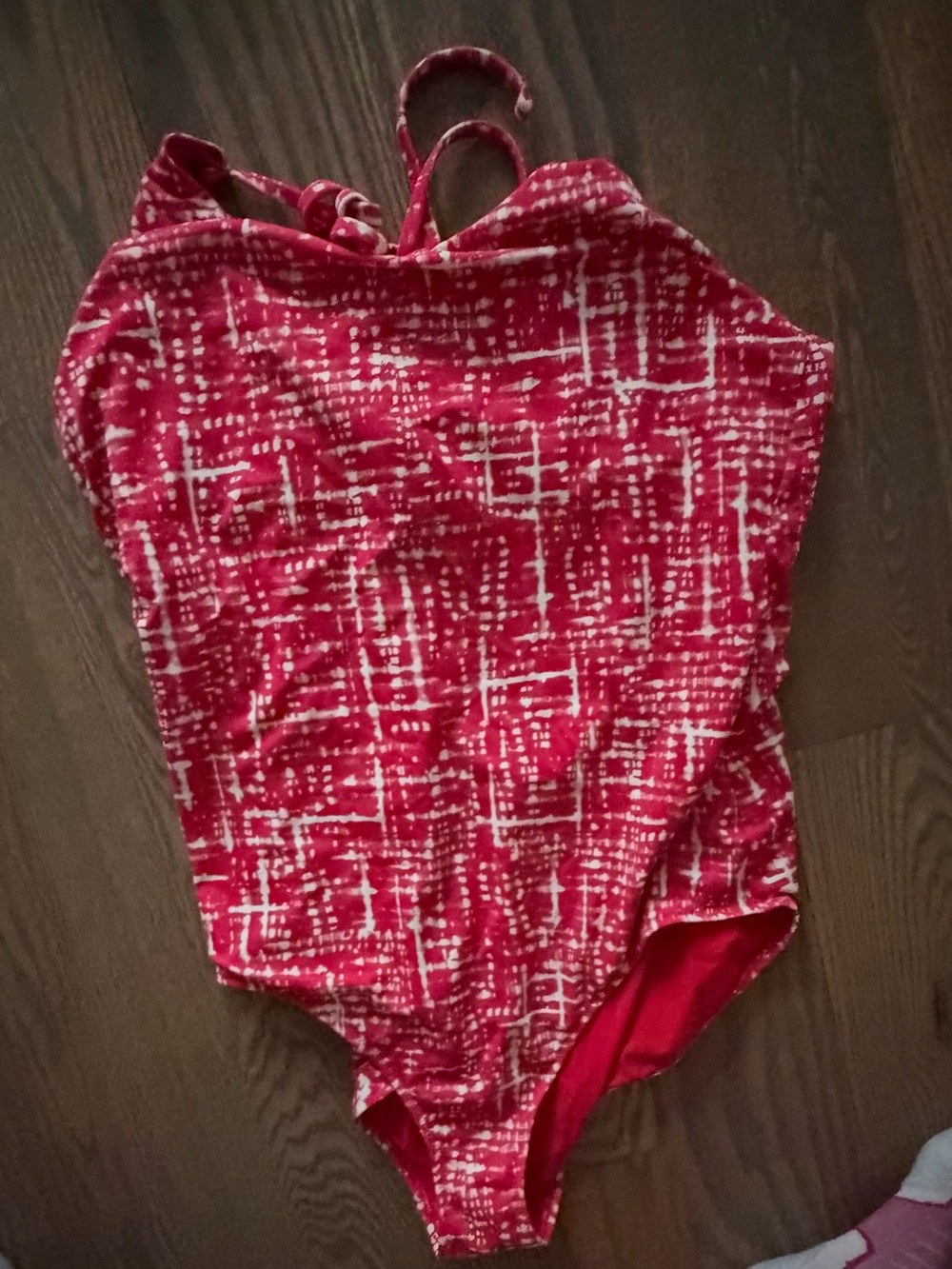 Athleta Red and White One-Piece Swimsuit, Large Tall